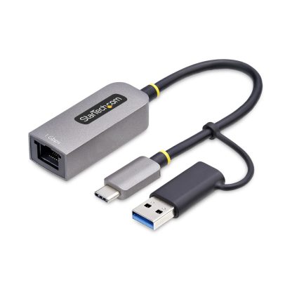 StarTech.com USB-C to Ethernet Adapter with USB-A Dongle, 10/100/1000Mbps, USB 3.0 to Gigabit Ethernet Network Adapter, 6in/15cm