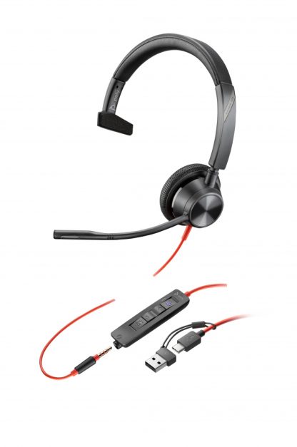 Poly Blackwire 3315 Monaural Microsoft Teams Certified USB-C Headset +3.5mm Plug +USB-C/A Adapter - Image 6