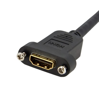 StarTech.com 3ft HDMI Female to Male Adapter, 4K High Speed Panel Mount HDMI Cable, 4K 30Hz UHD HDMI, 10.2 Gbps Bandwdith, 4K HD - Image 2