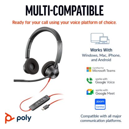 POLY Blackwire 3320 Stereo Microsoft Teams Certified USB-C Headset +USB-C/A Adapter - Image 10