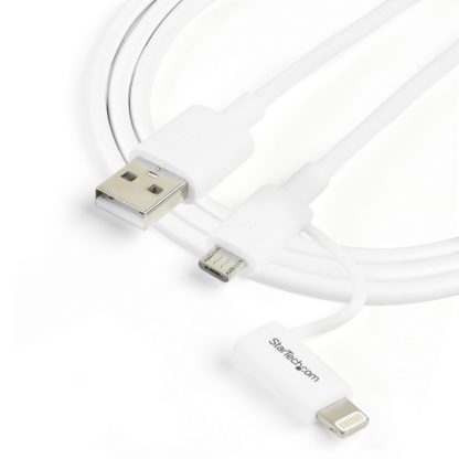 StarTech.com 1 m (3 ft.) 2 in 1 Charging Cable - USB to Lightning or Micro-USB for iPhone / iPad / iPod / Android - Apple MFi C - Image 2