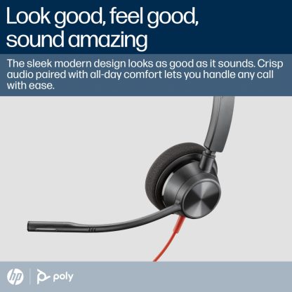 POLY Blackwire 3310 Monaural Microsoft Teams Certified USB-C Headset +USB-C/A Adapter - Image 6