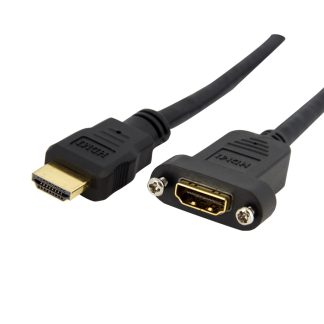 StarTech.com 3ft HDMI Female to Male Adapter, 4K High Speed Panel Mount HDMI Cable, 4K 30Hz UHD HDMI, 10.2 Gbps Bandwdith, 4K HD