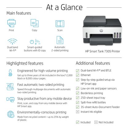 HP Smart Tank 7305 Wireless All-in-One Color Printer, Two-sided printing; Copier, Scanner - Image 7