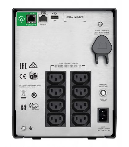 APC Smart-UPS C, Line Interactive, 1000VA, Tower, 230V, 8x IEC C13 outlets, SmartConnect port, USB and Serial communication, AVR - Image 2