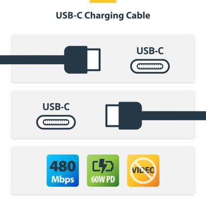 StarTech.com 3m (9.8ft) USB-C Charging Cable, USB C Cable, USB 2.0 Type-C Laptop Charger Cord, 60W 3A Power Delivery, TPE Jacke - Image 6