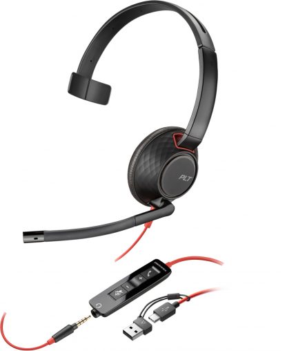 POLY Blackwire 5210 Monaural USB-C Headset +3.5mm Plug +USB-C/A Adapter - Image 13