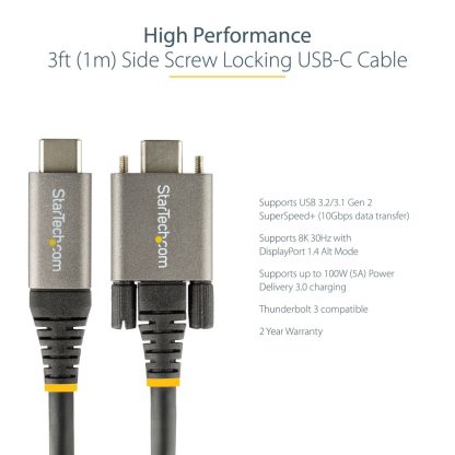 StarTech.com 3ft (1m) Side Screw Locking USB C Cable 10Gbps - USB-IF Certified USB-C Cable - USB 3.1/3.2 Gen 2 Type-C Cable - 1 - Image 10