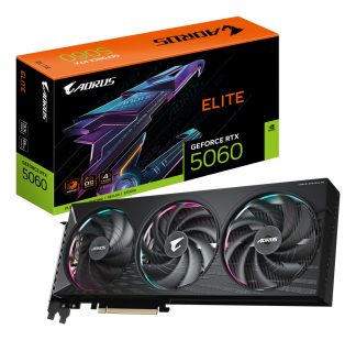 GIGABYTE AORUS GeForce RTX 5060 ELITE 8G Graphics Card - 8GB GDDR7, 128bit, PCI-E 5.0, 2722 MHz Core Clock, 3 x DisplayPort, 1