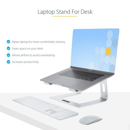 StarTech.com Laptop Stand for Desk, Supports 5kg/11lb, Aluminum, Silver, Ergonomic Laptop Riser, Portable Laptop Holder, Compute - Image 12