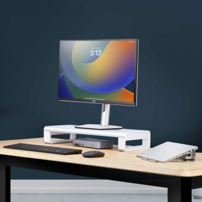 StarTech.com Ergonomic Monitor Riser Stand, Up to 33lb/15kg, Fixed height 3.5in/9cm, Desktop Computer Monitor/Laptop Riser, Stee - Image 8