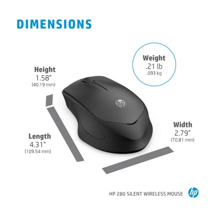 HP 280 Silent Black Wireless Mouse - Image 3