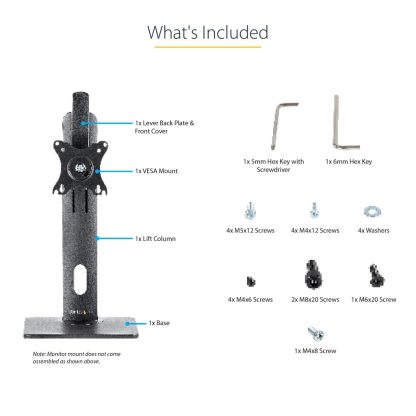 StarTech.com Free Standing Single Monitor Mount - Height Adjustable Monitor Stand - For VESA Mount Displays up to 32" (15lb/7kg - Image 20