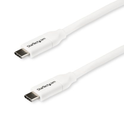 StarTech.com USB-C to USB-C Cable w/ 5A PD - M/M - White - 2 m (6 ft.) - USB 2.0 - USB-IF Certified - Image 2