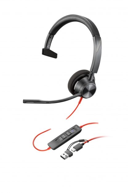 Poly Blackwire 3310 Monaural Microsoft Teams Certified USB-C Headset +USB-C/A Adapter - Image 7