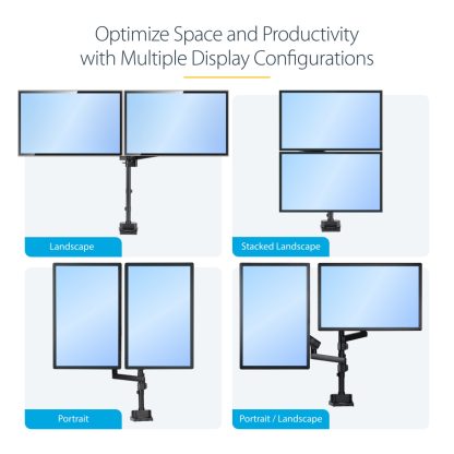 StarTech.com Desk Mount Dual Monitor Arm, Full Motion Monitor Mount for 2x VESA Displays up to 32" (17.6lb/8kg), Height Adjustab - Image 20