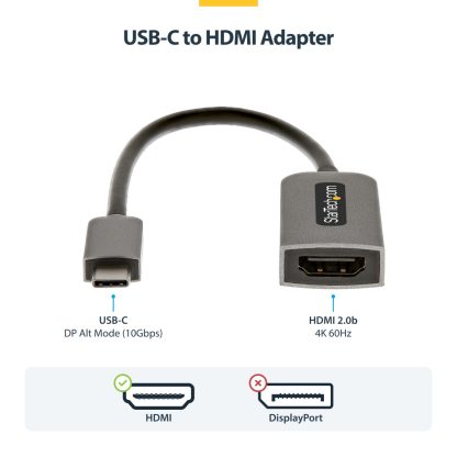 StarTech.com USB-C to HDMI Adapter, 4K 60Hz Video, HDR10, USB-C to HDMI Monitor Dongle, USB4 / Thunderbolt Compatible - Image 6