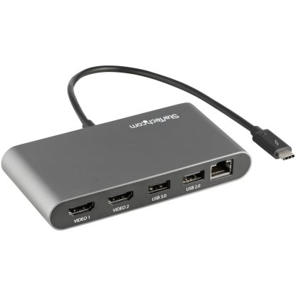 StarTech.com Thunderbolt 3 Mini Dock - Portable Dual Monitor Docking Station w/HDMI 4K 60Hz, 2x USB-A Hub (3.0/2.0), GbE - 11in/ - Image 4