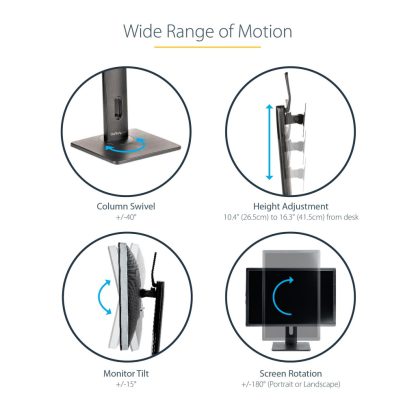 StarTech.com Free Standing Single Monitor Mount - Height Adjustable Monitor Stand - For VESA Mount Displays up to 32" (15lb/7kg - Image 24