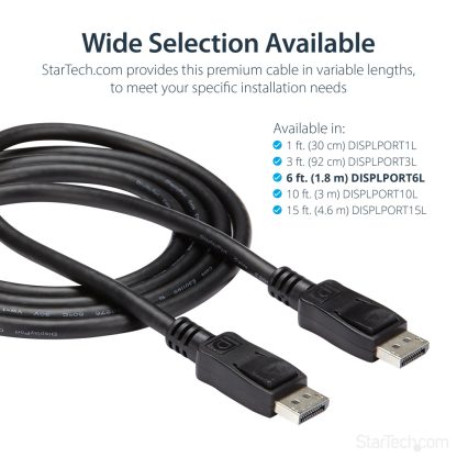 StarTech.com 6ft (2m) DisplayPort 1.2 Cable - 4K x 2K Ultra HD VESA Certified DisplayPort Cable - DP to DP Cable for Monitor - - Image 11