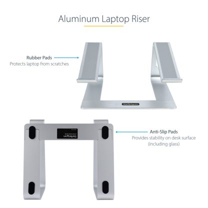 StarTech.com Laptop Stand for Desk, Supports 5kg/11lb, Aluminum, Silver, Ergonomic Laptop Riser, Portable Laptop Holder, Compute - Image 14