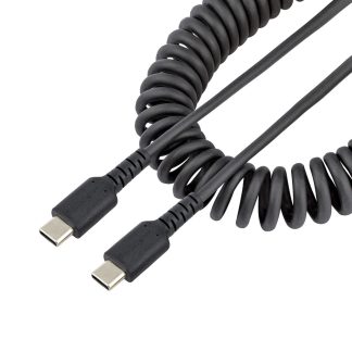 StarTech.com 20in (50cm) USB C Charging Cable, Coiled Heavy Duty Fast Charge & Sync USB-C Cable, USB 2.0 Type-C Cable, Rugged A