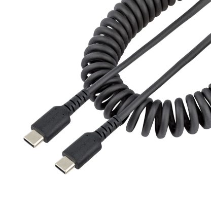 StarTech.com 20in (50cm) USB C Charging Cable, Coiled Heavy Duty Fast Charge & Sync USB-C Cable, USB 2.0 Type-C Cable, Rugged A