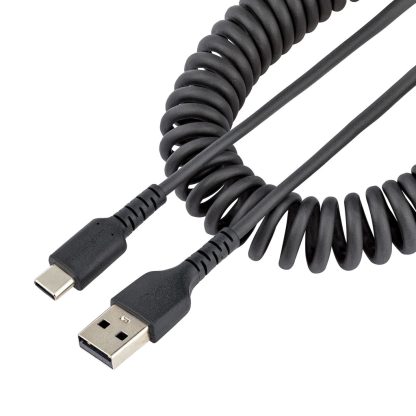 StarTech.com 1m USB A to C Charging Cable, Coiled Heavy Duty Fast Charge & Sync, High Quality USB 2.0 A to USB Type-C Cable, Ru