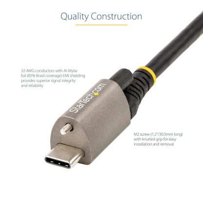 StarTech.com 20" (50cm) Top Screw Locking USB C Cable 10Gbps - USB 3.1/3.2 Gen 2 Type-C Cable - 100W (5A) Power Delivery Chargi - Image 11