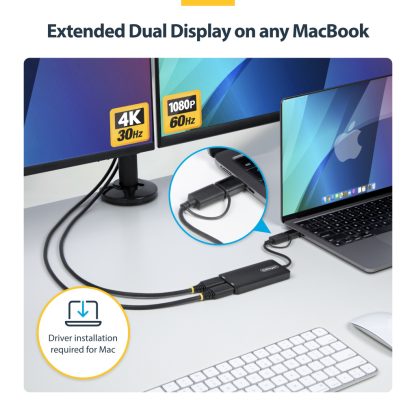 StarTech.com USB to Dual HDMI Adapter, USB A/C to 2x HDMI Displays (1x 4K30Hz, 1x 1080p), Integrated USB-A to C Dongle, 4in/11c - Image 12