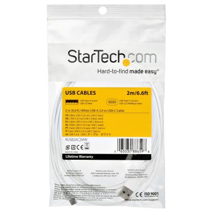 StarTech.com 2m USB A to USB C Charging Cable - Durable Fast Charge & Sync USB 2.0 to USB Type C Data Cord - Rugged TPE Jacket - Image 2