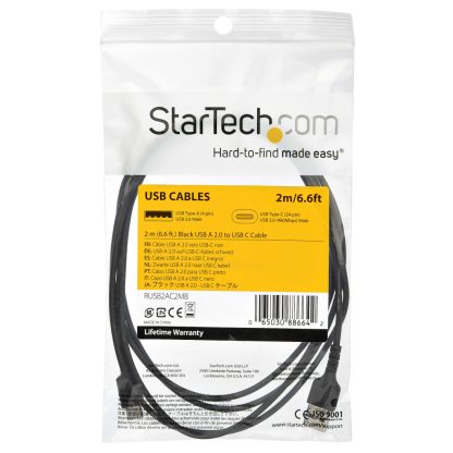 StarTech.com 2m USB A to USB C Charging Cable - Durable Fast Charge & Sync USB 2.0 to USB Type C Data Cord - Rugged TPE Jacket - Image 6