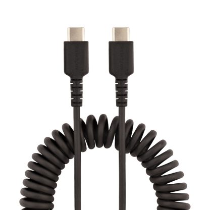 StarTech.com 20in (50cm) USB C Charging Cable, Coiled Heavy Duty Fast Charge & Sync USB-C Cable, USB 2.0 Type-C Cable, Rugged A - Image 4