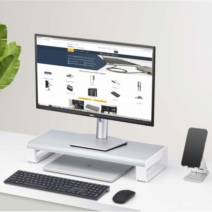 StarTech.com Ergonomic Monitor Riser Stand, Up to 33lb/15kg, Fixed height 3.5in/9cm, Desktop Computer Monitor/Laptop Riser, Stee - Image 7