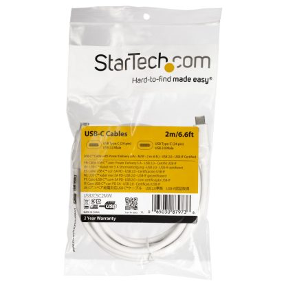 StarTech.com USB-C to USB-C Cable w/ 5A PD - M/M - White - 2 m (6 ft.) - USB 2.0 - USB-IF Certified - Image 5