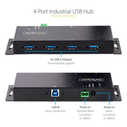 StarTech.com 4-Port Industrial USB 3.0 5Gbps Hub, Rugged USB Hub with ESD Protection, DIN/Wall/Desk Mountable USB-A Hub, USB Ex - Image 9