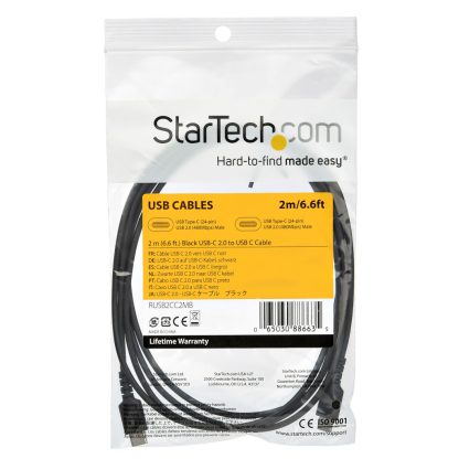 StarTech.com 2m USB C Charging Cable - Durable Fast Charge & Sync USB 2.0 Type C to USB C Laptop Charger Cord - TPE Jacket Aram - Image 2