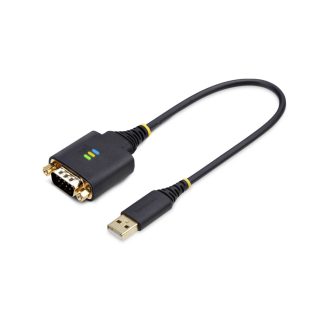 StarTech.com 1ft (30cm) USB to Serial Adapter Cable, COM Retention, Interchangeable Nuts/Screws, USB-A to DB9 RS232, FTDI IC, E