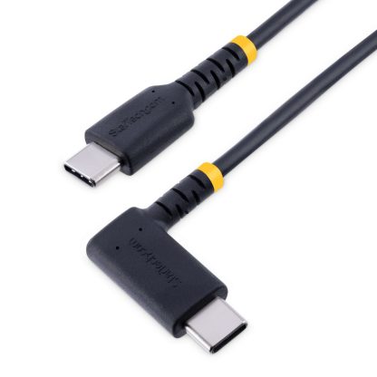 StarTech.com 6in (15cm) USB C Charging Cable Right Angle - 60W PD 3A - Heavy Duty Fast Charge USB-C Cable - Black USB 2.0 Type-