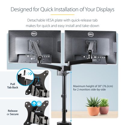 StarTech.com Desk Mount Dual Monitor Arm, Full Motion Monitor Mount for 2x VESA Displays up to 32" (17.6lb/8kg), Height Adjustab - Image 16