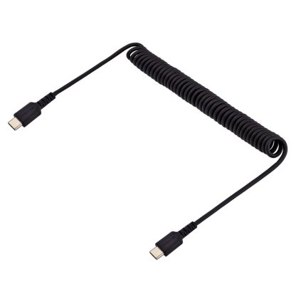 StarTech.com 3ft (1m) USB C Charging Cable, Coiled Heavy Duty Fast Charge & Sync USB-C Cable, USB 2.0 Type-C Cable, Rugged Aram - Image 2