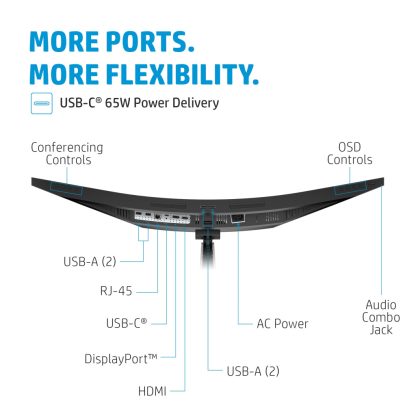 HP E34m G4 WQHD Curved USB-C Conferencing Monitor - Image 4