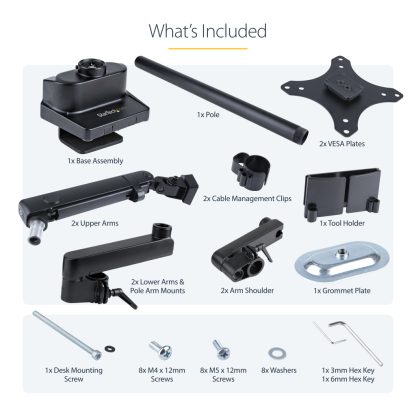 StarTech.com Desk Mount Dual Monitor Arm, Full Motion Monitor Mount for 2x VESA Displays up to 32" (17.6lb/8kg), Height Adjustab - Image 21