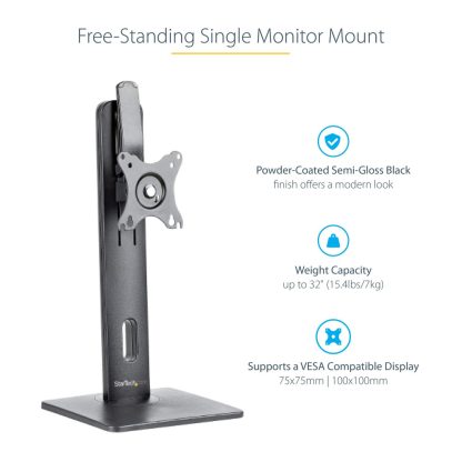 StarTech.com Free Standing Single Monitor Mount - Height Adjustable Monitor Stand - For VESA Mount Displays up to 32" (15lb/7kg - Image 21