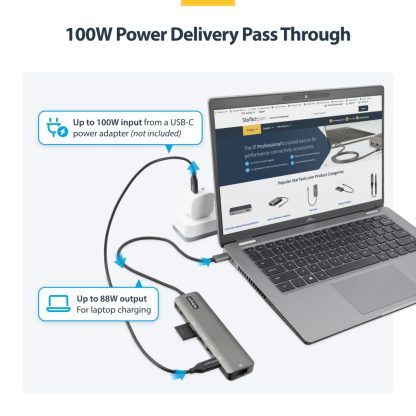 StarTech.com USB C Multiport Adapter - USB-C to 4K 60Hz HDMI 2.0, 100W Power Delivery Pass-through, SD/MicroSD, 2-Port USB 3.0 - Image 10