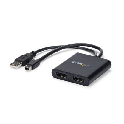 StarTech.com 2-Port Multi Monitor Adapter - Mini DisplayPort to 2x DisplayPort MST Hub - Dual 4K 30Hz - Video Splitter for Exte