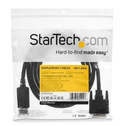 StarTech.com 6ft (1.8m) DisplayPort to DVI Cable, DisplayPort to DVI Adapter Cable, Passive DP to DVI-D Video Converter, 1080p - - Image 6