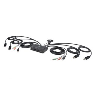 StarTech.com 2-Port Dual-Monitor DisplayPort Cable KVM Switch, 4K 60Hz, Compact KVM with 5ft/1.5m USB-A/DisplayPort/Audio Integr