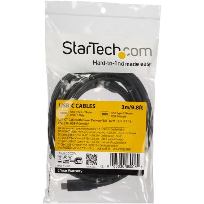StarTech.com USB-C to USB-C Cable w/ 5A PD - M/M - 3 m (10 ft.) - USB 2.0 - USB-IF Certified - Image 4