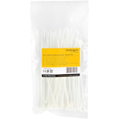 StarTech.com 6"(15cm) Cable Ties - 1/8"(3mm) wide, 1-3/8"(39mm) Bundle Diameter, 40lb(18kg) Tensile Strength, Nylon Self Lockin - Image 2